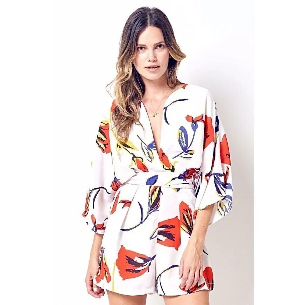 Corey Lynn Calter Anthropologie Reva White Floral Romper Women's Size Small